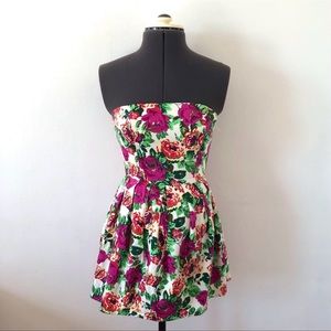 Tube Top Floral Print Mini Dress